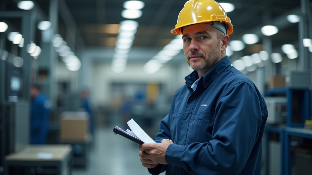 Mittelständisches Unternehmen mit modernen Produktionsanlagen und Arbeitern